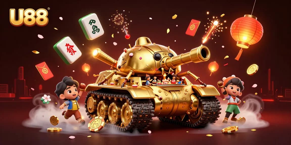 Engage in thrilling gameplay with U88's unique casino experience inside a golden beetle tank.