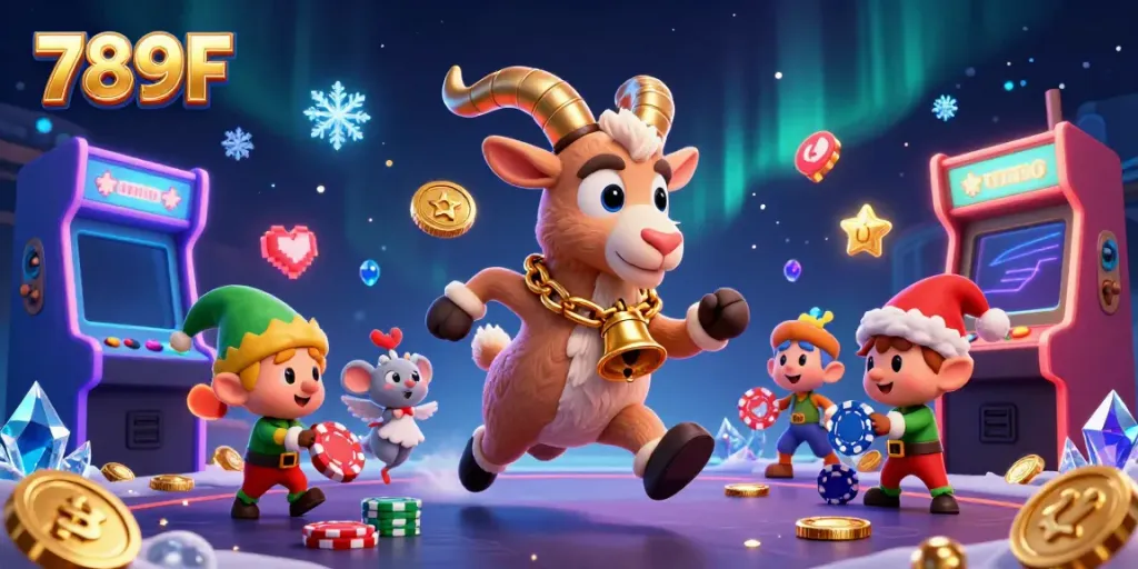 Engage with thrilling gaming experiences at 789F's unique casino adventure featuring lively characters and vibrant machines.