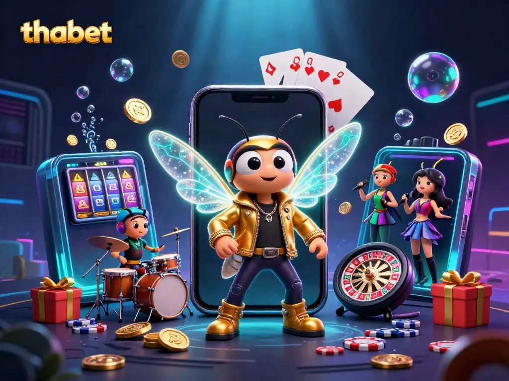 Engage with thabet's dynamic casino experience featuring a cicada rock star with electric wings.