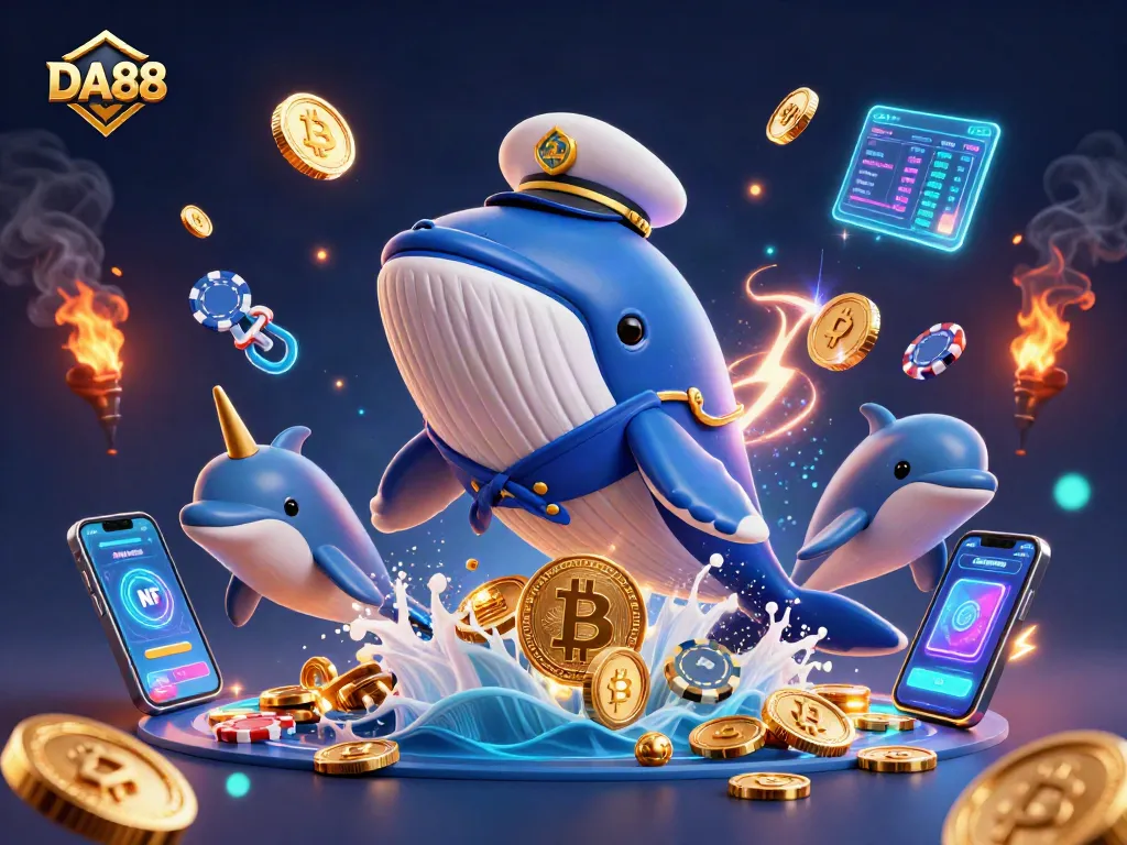Engage with DA88 to win rewards in this vibrant 3D casino illustration filled with excitement.