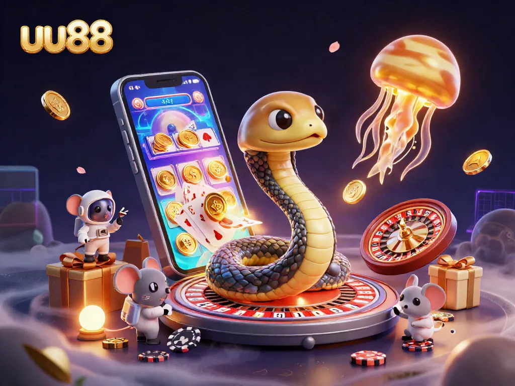 Experience uu88 with a cosmic casino scene where wager-ready astronaut mice bet on a roulette-style Saturn.
