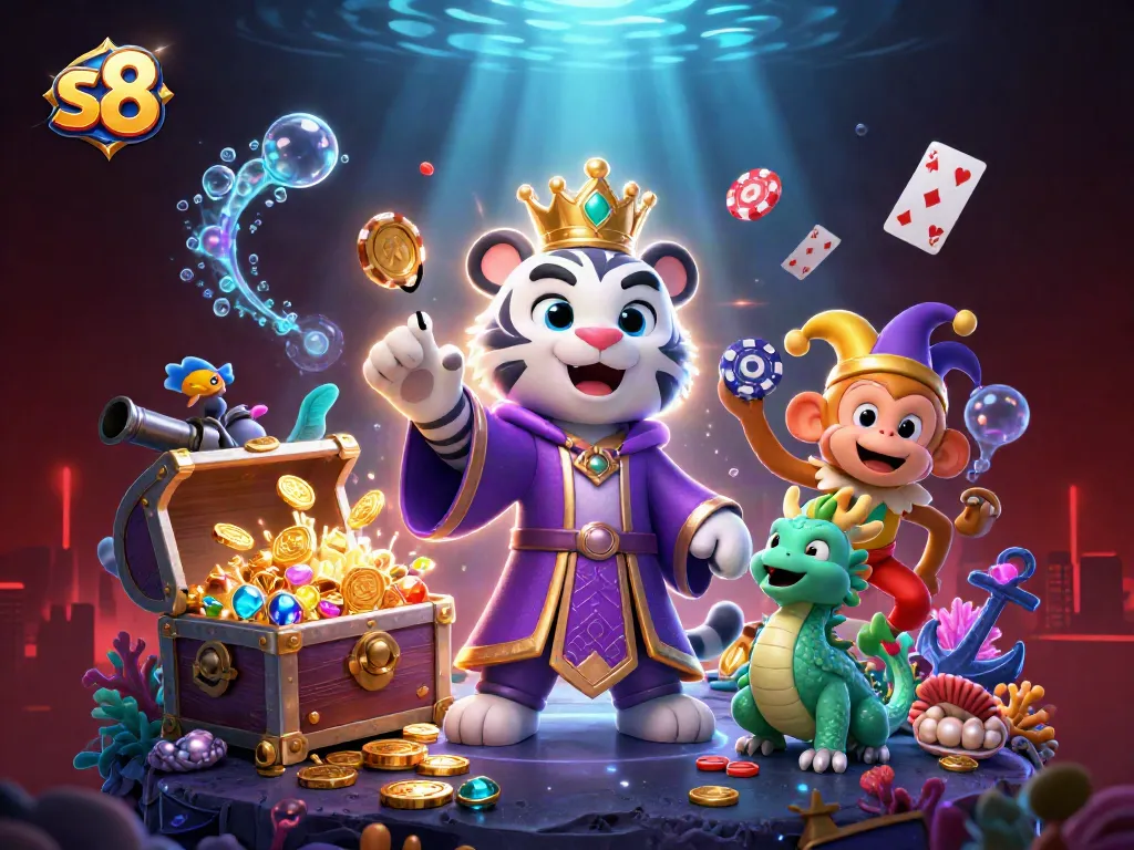 Experience exciting gaming action at S8, featuring vivid characters and dynamic casino elements.