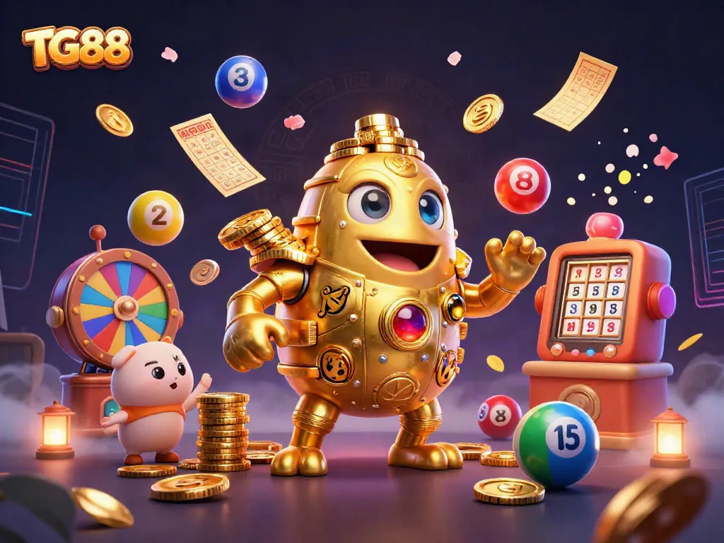 Join the excitement at TG88 with vibrant game elements and a golden golem in action!