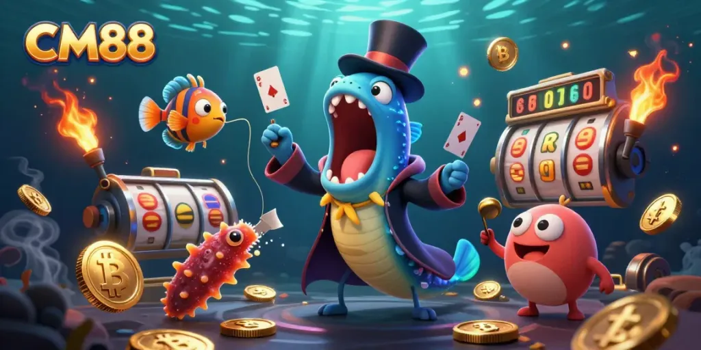 Experience CM88's exciting online casino magic with vibrant characters and thrilling game elements.