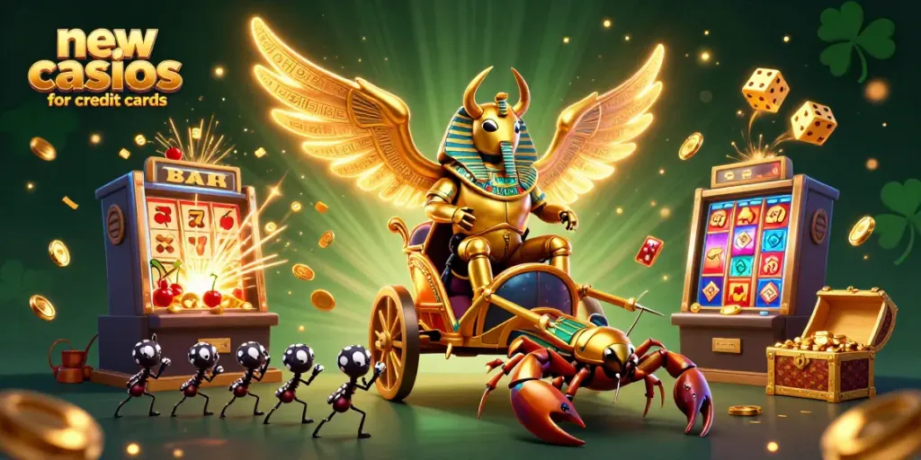 Explore exciting new casinos for credit cards with vibrant 3D characters and casino elements.