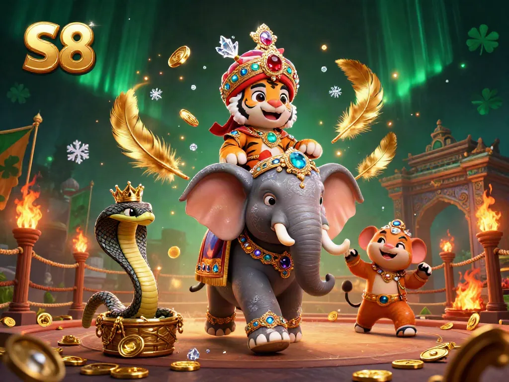 Experience exhilarating gameplay at S8 with our vibrant 3D illustration showcasing a grand gambling scene.