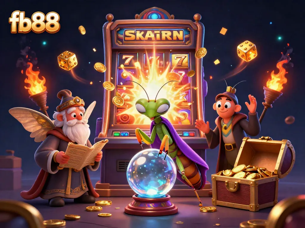 Experience the magic of fb88 with vibrant casino games depicted in a mystical 3D scene.
