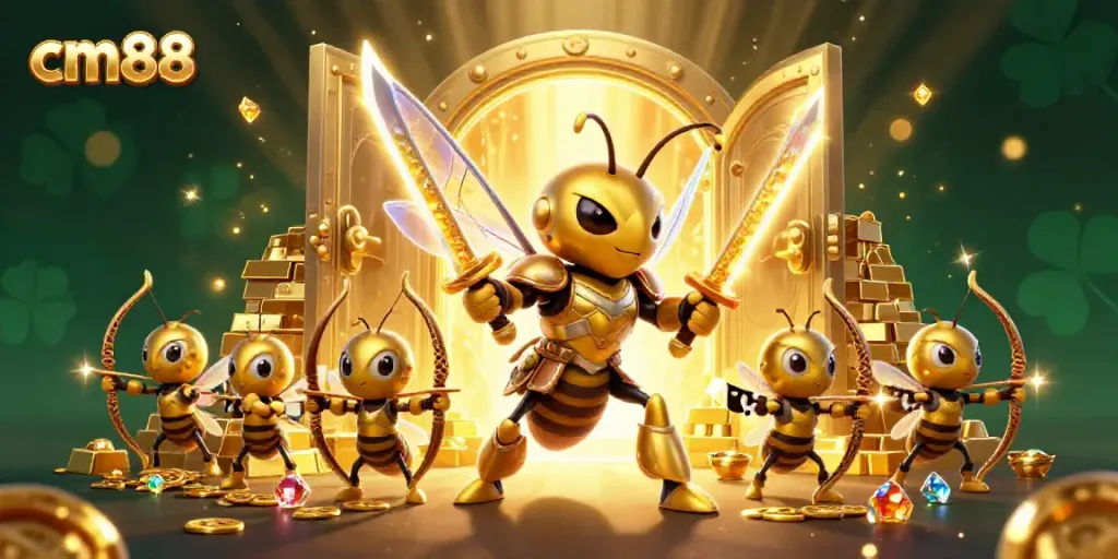Experience thrilling action at cm88 with samurai hornet and bee archers amidst treasure.