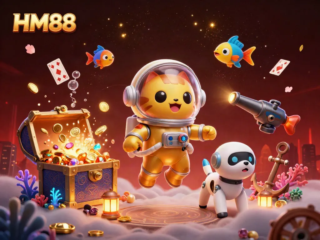 Engage in thrilling gameplay with HM88's exciting features highlighted in a vibrant illustration.