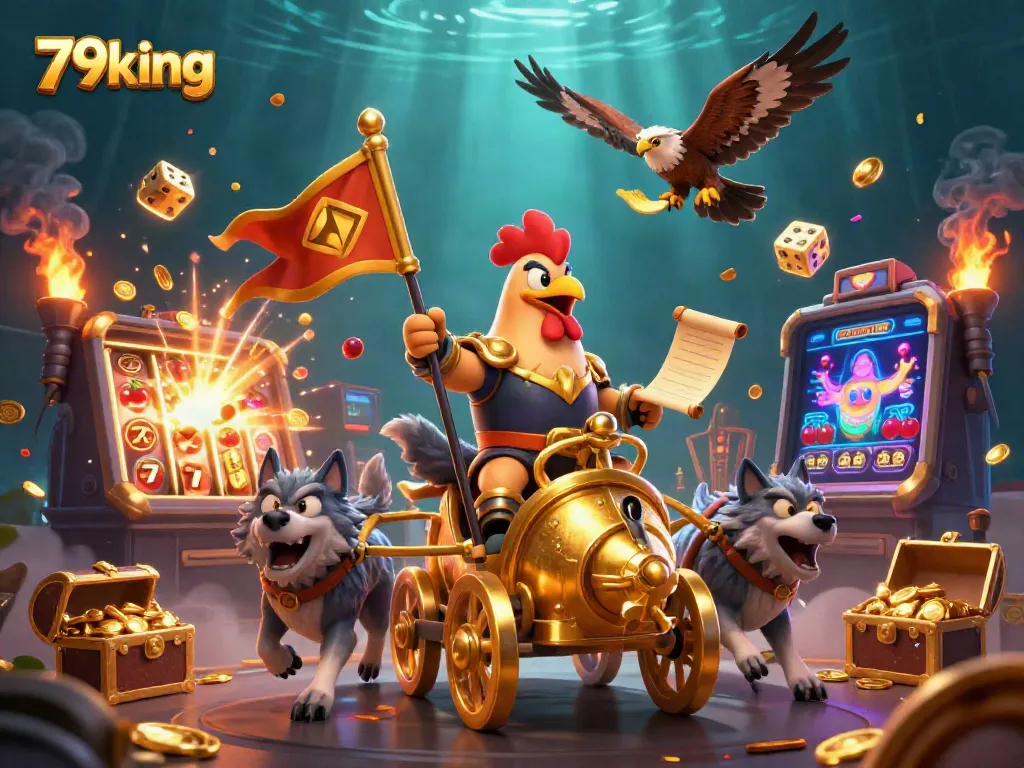 Experience the excitement of 79king with this vibrant 3D casino illustration featuring thrilling action and colorful elements.